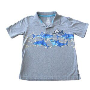 Garanimals 365 Kids Pullover Polo Shirt Youth Boys 7 Gray Short Sleeve Shark Top